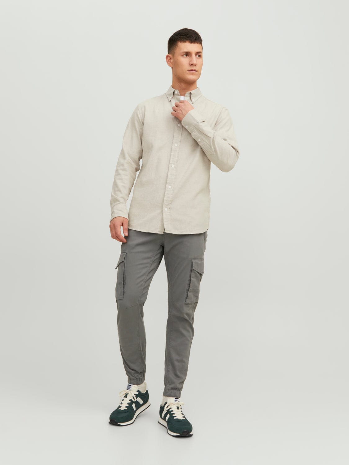 Pantalón Cargo Gris - JPSTPAUL JJFLAKE CARGO NOOS